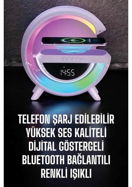 Buğz Bluetooth Hoparlör 15W Kablosuz Hızlı Şarj LED Gece Lambası
