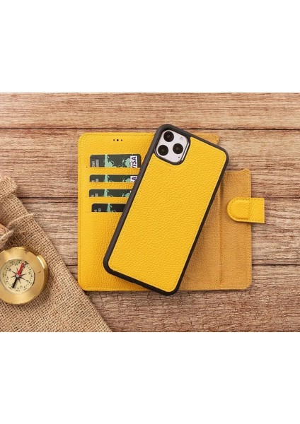 Buğz Apple iPhone 11 Pro Max Uyumlu Deri Cüzdanlı Kılıf FL12 Sarı fiyatları