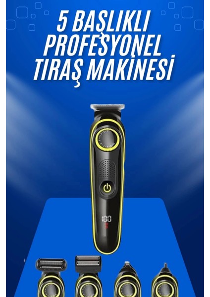 Buğz Tıraş Makinesi Şarjlı 5 Başlıklı Burun ve Kulak Temizleme