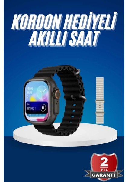 Buğz Ultra Akıllı Saat 49 mm Çift Kordonlu Arama Cevaplama Bluetooth Bağlantılı
