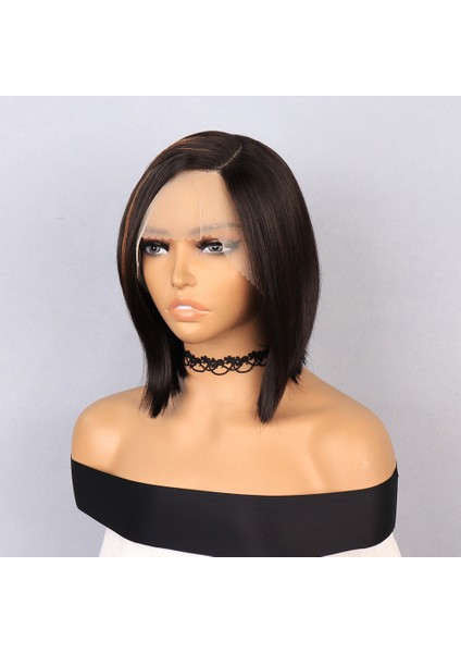 Kahverengi Kısa Balköpüğü Işıltılı Yan Tül Peruk modelleri