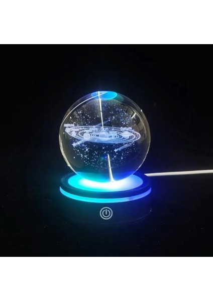 Buğz Gezegenler Tasarımlı Renk Değiştiren Dönen Cam Küre