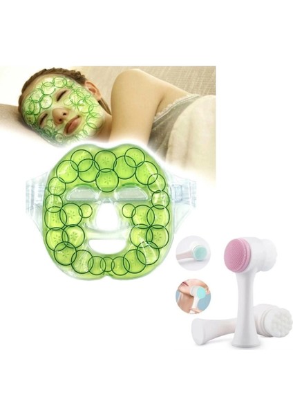 Buğz Cilt Temizliği ve Soğutucu Maske Için Çift Taraflı Fırça ve Jel Buz Paketi