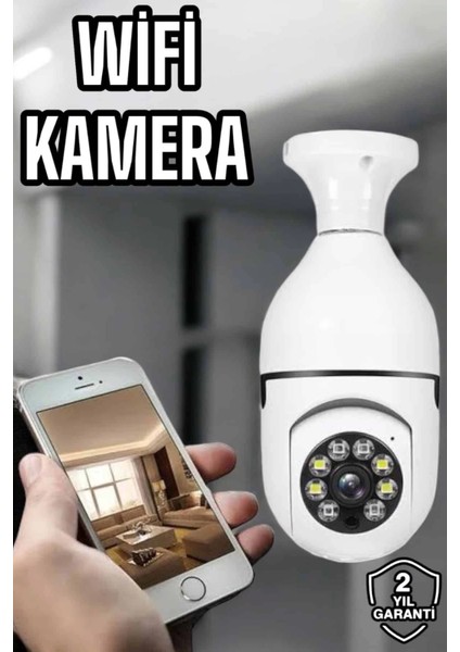 Buğz Ampul Görünümlü Güvenlik Kamerası Duylu Wifi Kamerası Dönebilen