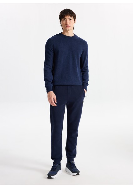 D5WM-KZK3771 Lacivert Melanj Bisiklet Yaka Relaxed Örgü Desenli Erkek Kazak fiyatları