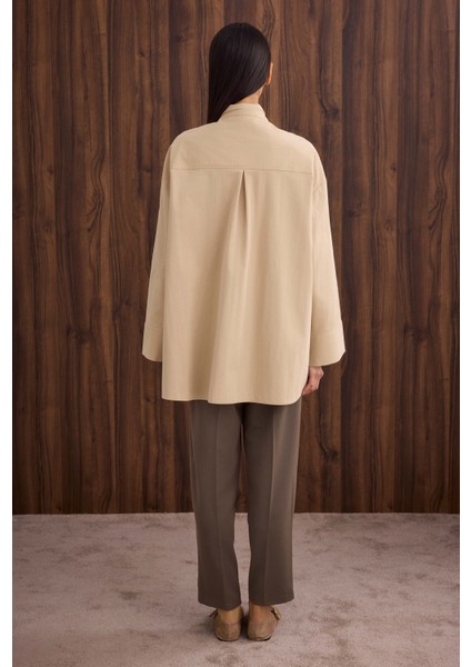 Fiyonk Detaylı Gömlek Koyu Bej modelleri