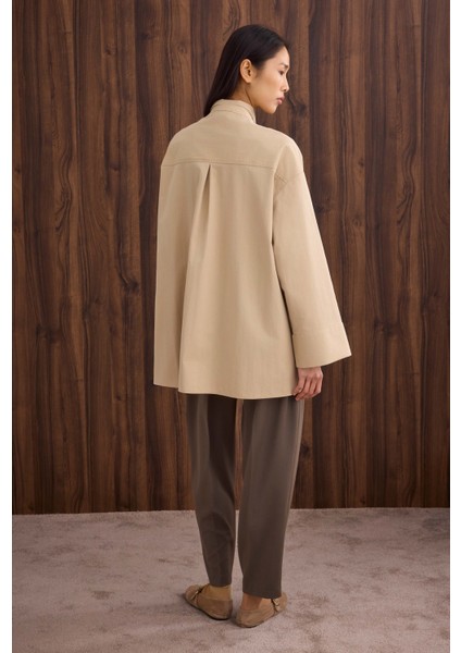 Fiyonk Detaylı Gömlek Koyu Bej fırsatları
