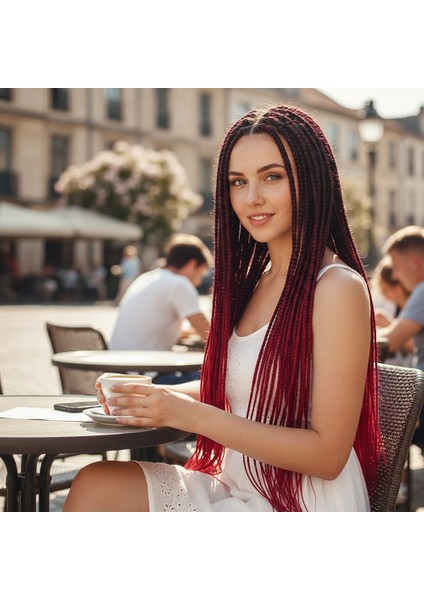 Afrika Örgüsü ve Rasta Için Sentetik Ombreli Saç / Siyah / Kızıl