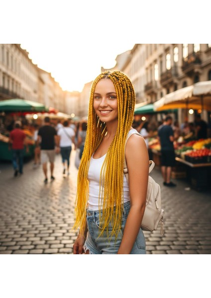 Afrika Örgüsü ve Rasta Için Sentetik Saç / Koyu Sarı
