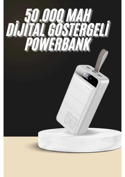 Buğz Hızlı Taşınabilir 50.000 Mah Powerbank LED Ekran Android ve Ios Uyumlu