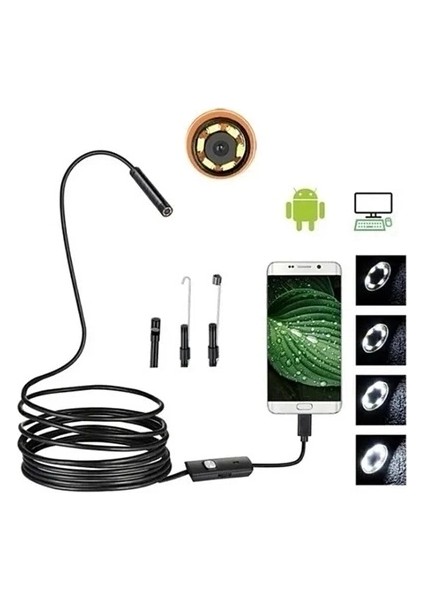 Buğz Vtn-02 Endoskop Yılan Video Kamera Led’li 2 Metre 7 mm Sert Kablo Su Geçirmez fırsatları