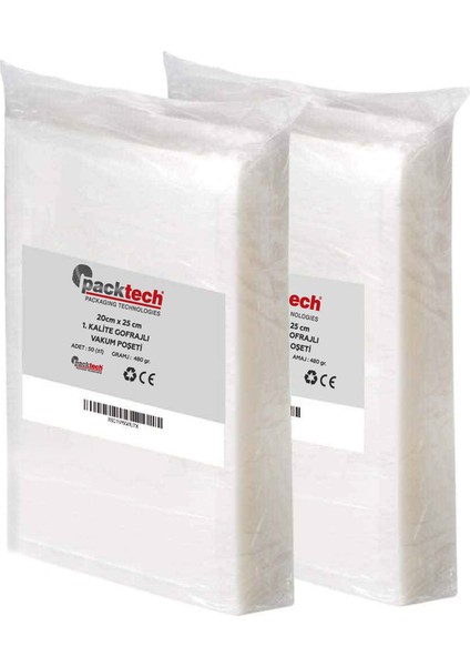 Vakum Torbası Poşeti Tırtıklı 20x25 cm 100 lü paket