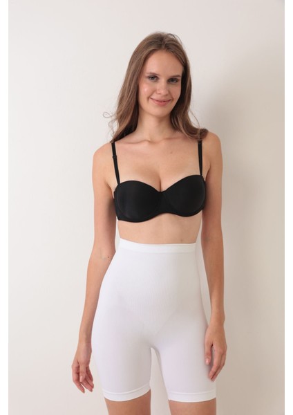 Beyaz Kadın Kalça Kaldırıcı Dikişsiz Korse