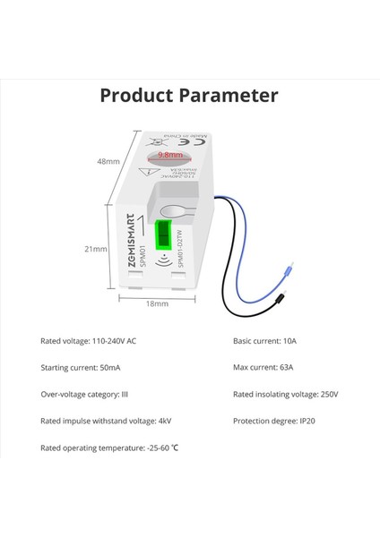 Zemismart Tuya Wifi Mini Enerji Ölçer Elektrik Monitör Sensörü (Yurt Dışından)