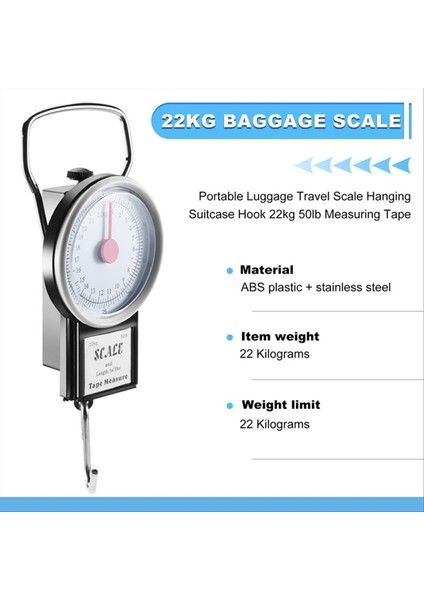 Taşınabilir Bagaj Seyahat Terazisi Asılı 22 kg 50 Lb Ölçüm Bandı (Yurt Dışından) fırsatları