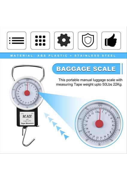 Taşınabilir Bagaj Seyahat Terazisi Asılı 22 kg 50 Lb Ölçüm Bandı (Yurt Dışından) indirimleri