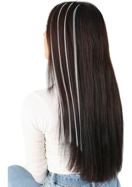 Fiber Sentetik Boncuk Kaynaklık Renkli Saç / Açık Gri / 100 Adet modelleri