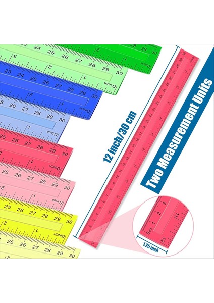 12 Inç Plastik Cetveller, 32 Adet Şeffaf Çeşitli Toplu Cetveller (Yurt Dışından) modelleri