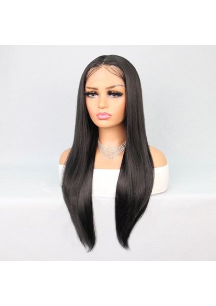 Fiber Sentetik Siyah Düz Tül Peruk fırsatları