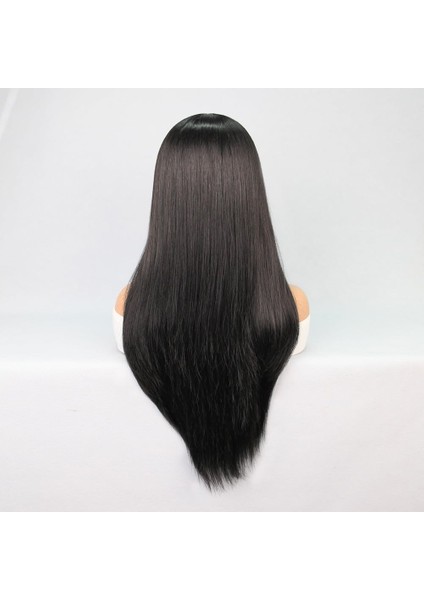 Fiber Sentetik Siyah Düz Tül Peruk indirimleri