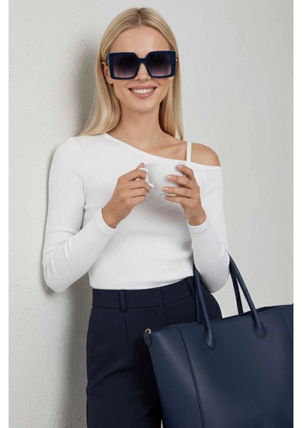 Tek Omuz Ipli Bluz Beyaz modelleri