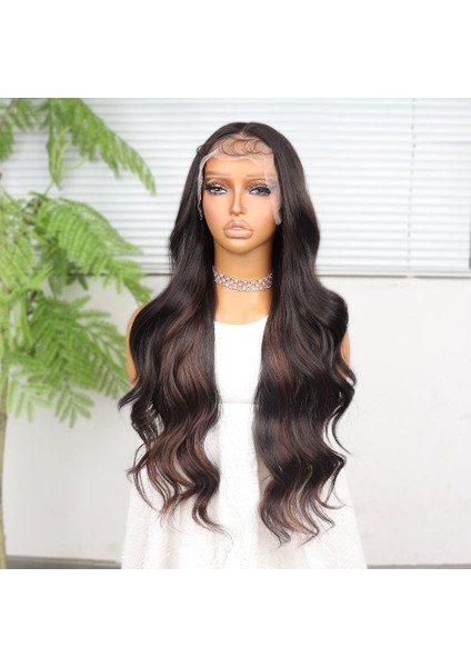 Koyu Kahverengi ve Bakır Işıltılı Dalgalı Fiber Sentetik Tül Peruk fırsatları