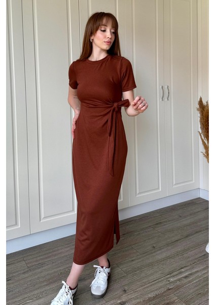 Bağlamalı Midi Modal Kahverengi Elbise fırsatları