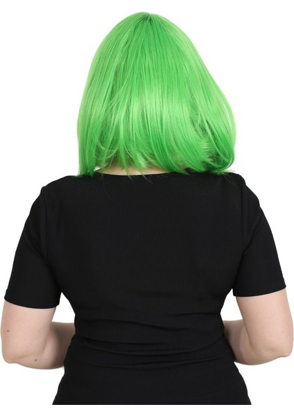 Küt Kahküllü Fiber Sentetik Peruk / Neon Yeşil fırsatları