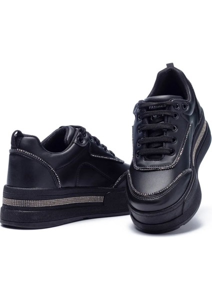 Kadın Yüksek Taban Rahat Şık Günlük Spor Ayakkabı Siyah Renk modelleri