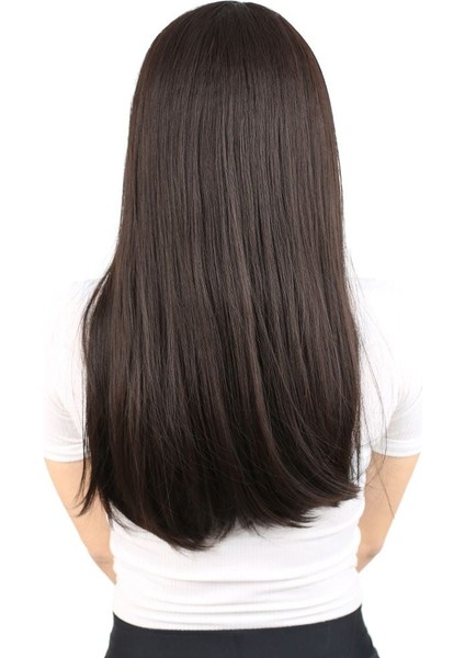 Fiber Sentetik Uzun Düz Peruk / Kahverengi fırsatları