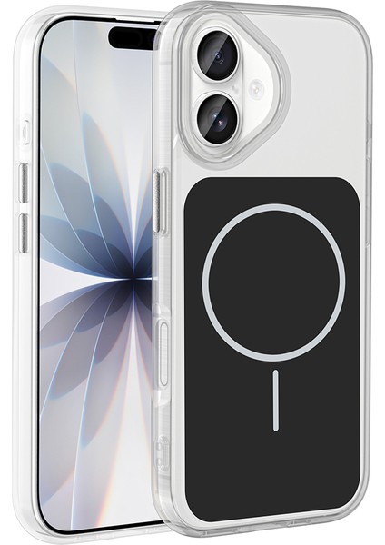 Apple iPhone 17 Uyumlu M-Safe Özellikli Metal Buton Tasarımlı Ikonik Silikon Kapak Siyah