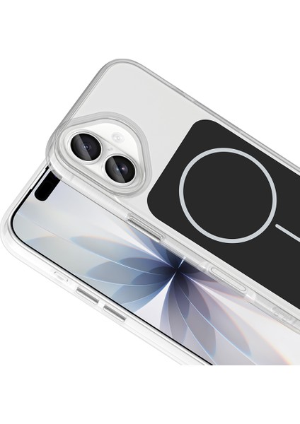 Apple iPhone 17 Uyumlu M-Safe Özellikli Metal Buton Tasarımlı Ikonik Silikon Kapak Siyah modelleri