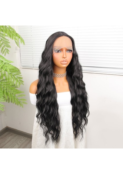 Siyah Su Dalgalı Fiber Sentetik Tül Peruk fırsatları