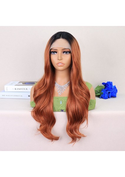 Siyah / Açık Bakır Ombreli Dalgalı Uzun Boy Tül Peruk modelleri