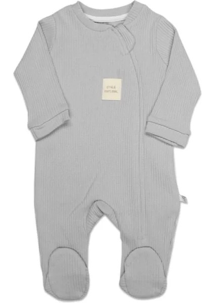 Style Natural Fermuarlı Bebe Tulum 15115 Gri