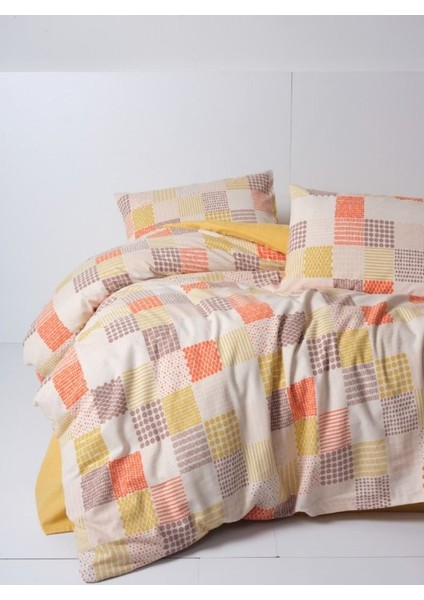 Flanel Nev Takımı Çift Kişilik Palm Hardal