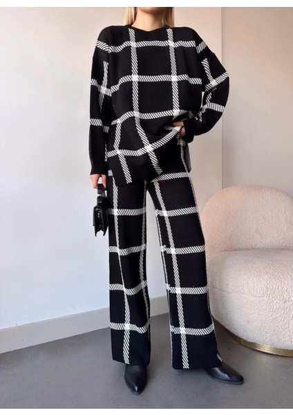 Ekoseli Triko Takım Siyahbeyaz modelleri