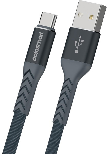 PBS409 Type-C Şarj ve Data Kablosu. 2.4 Amper 1.2 Metre Gri
