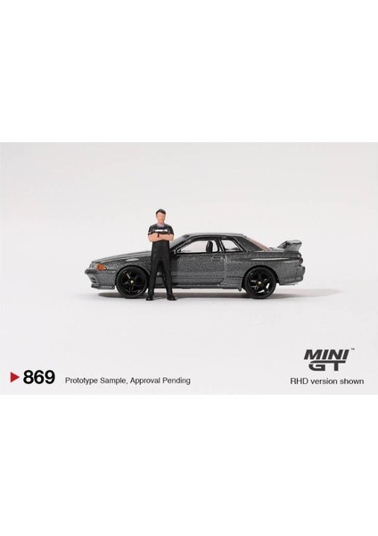 869 Nissan Skyline Gt-R (R32) Gunmetal W/ Matsuda Figure Tsugio Matsuda Collection 1/64 Model Araba fırsatları