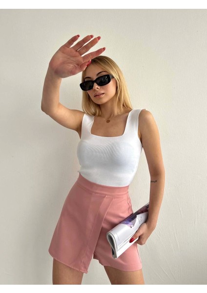 Kapaklı Şort Etek Pudra S208 indirimleri