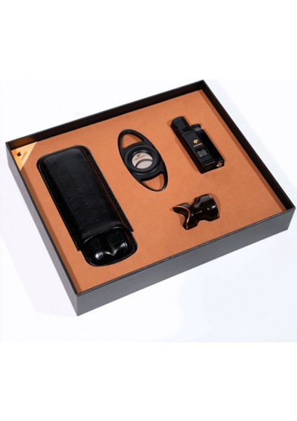 Çakmak Kesici Kılıf Sehpa Dörtlü Siyah Puro Seti CST0267 fiyatları