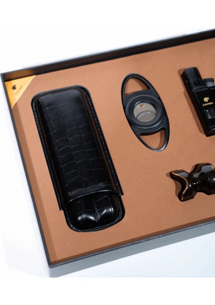 Çakmak Kesici Kılıf Sehpa Dörtlü Siyah Puro Seti CST0267 modelleri