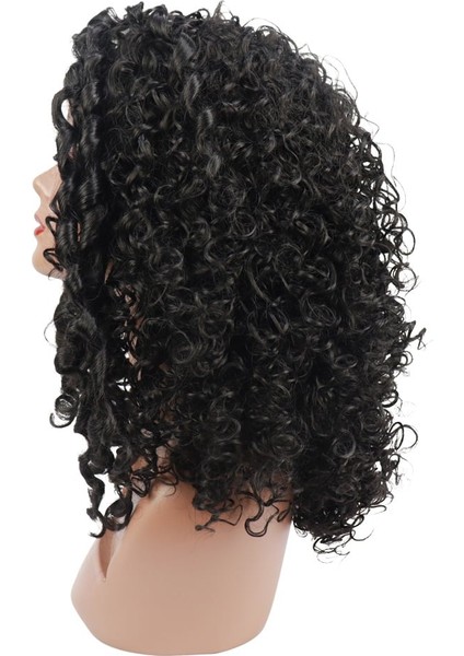 Siyah Yoğun Dalga Afro Dalga Tül Peruk modelleri