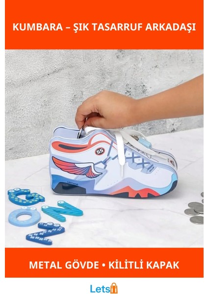 Metal Ayakkabı Kumbara Kilitli ve Şık Tasarım