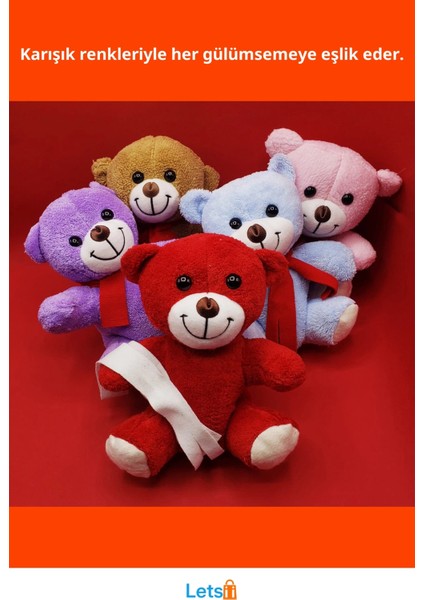 Renkli Peluş Ayıcık 23 cm Şık Hediyelik fiyatları