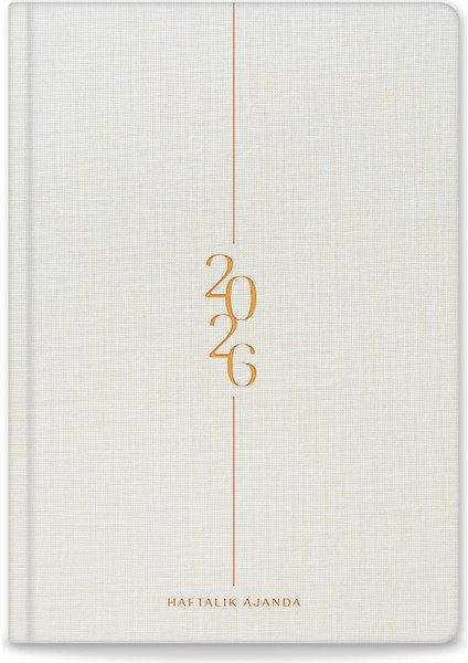 2026 A5 Keten Haftalık Ajanda – 12 Aylık Krem