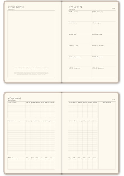 2026 A5 Sert Kapak Haftalık Ajanda – Kir ve Suya Dayanıklı Bej indirimleri