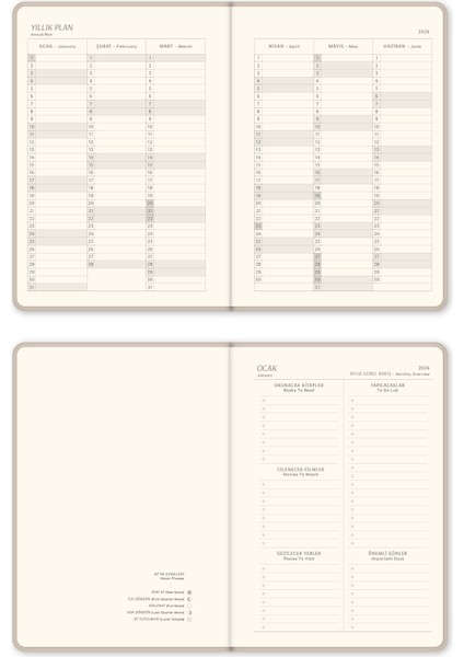 2026 A5 Sert Kapak Haftalık Ajanda – Kir ve Suya Dayanıklı Bej