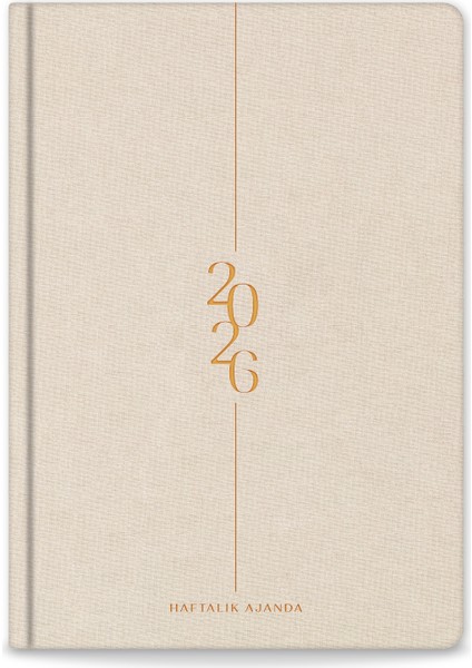 2026 A5 Sert Kapak Haftalık Ajanda – Kir ve Suya Dayanıklı Bej
