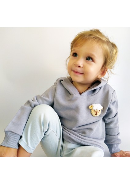 Çocuk Sweatshirt Kapüşonlu / Gri / Kuzu Kafa Figürlü fiyatları